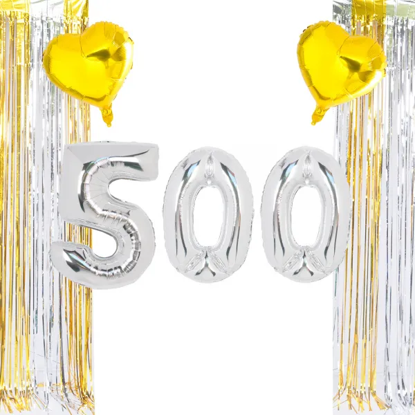 파티쇼 기념일 축하 실버 500일 2색믹스커튼 세트 혼합색상 1세트