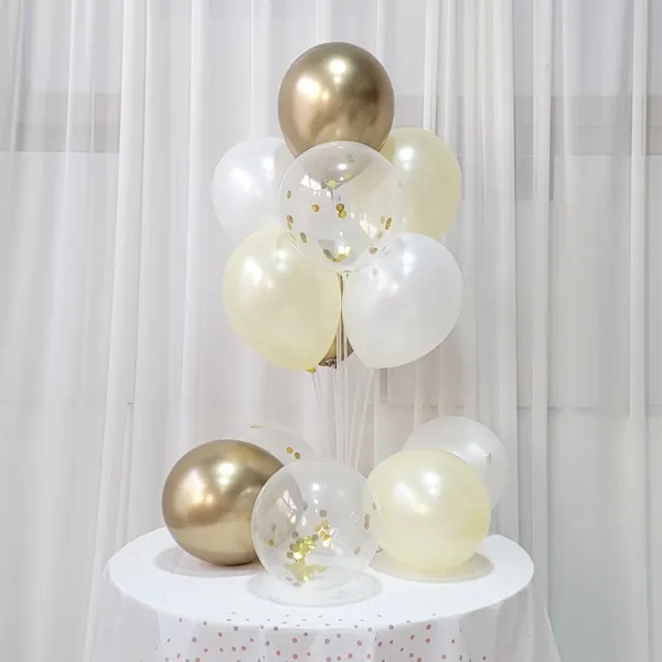 연지마켓 생일 연말 새해 홈 셀프 꾸미기 파티 풍선 4종 세트, 아이보리골드, 3세트