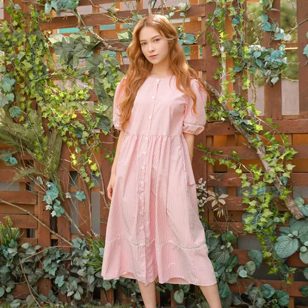 스타일숲 스트라이프 벌룬 슬리브 원피스 SX4OPEJ