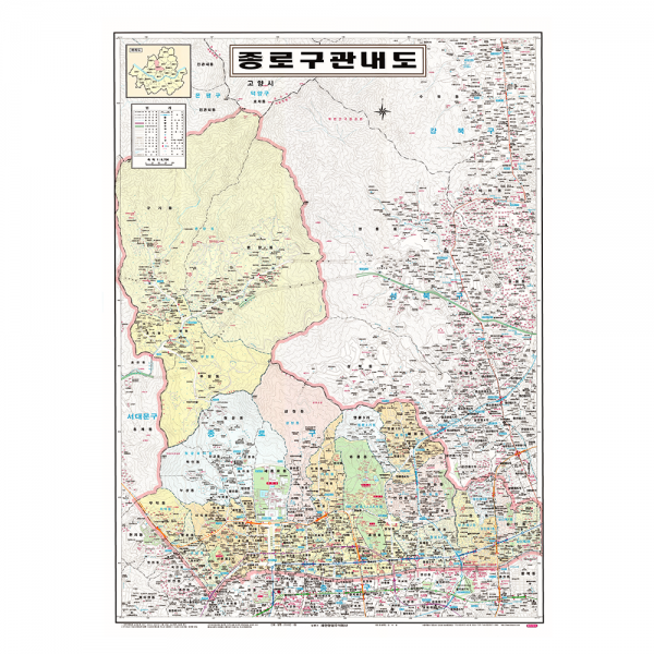 지도닷컴 종로구 관내도 코팅형 소 78 x 110 cm, 1개