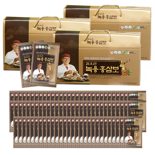 김오곤 녹용 6년근 홍삼보 70ml x 90p + 천삼 침향단 3.75g x 10p 세트, 3개월(90포)+침향단10환
