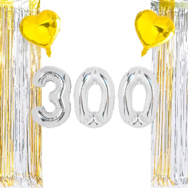 파티쇼 기념일 축하 실버 300일 2색믹스커튼 세트 혼합색상 1세트