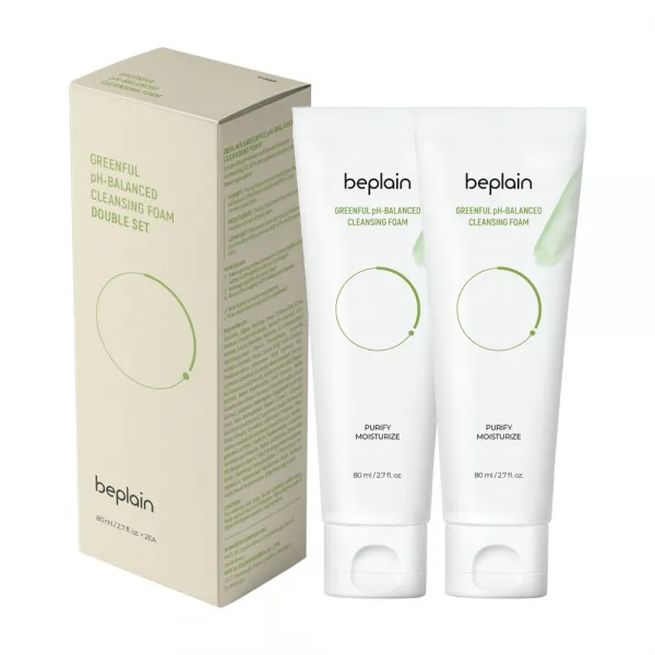 비플레인 녹두 약산성 클렌징폼 80ml 2개