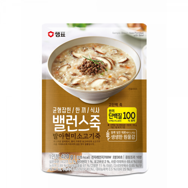 샘표 밸런스죽 발아현미 소고기죽, 420g, 1개