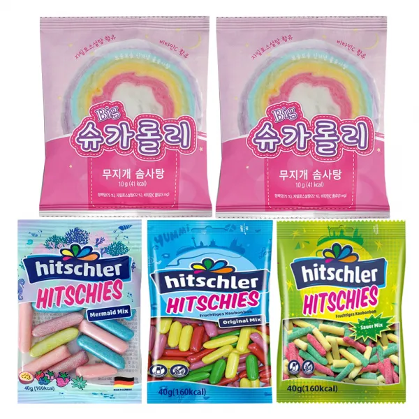 Big 슈가롤리 솜사탕케익 10g X 2p + 히츨러 수수깡 젤리 40g X 3종 1세트