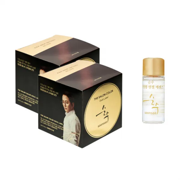 순수 더 살롱 컬러 골드라벨 염색약 2p + 엔젤 에센스 8ml 세트, 와인브라운, 1세트