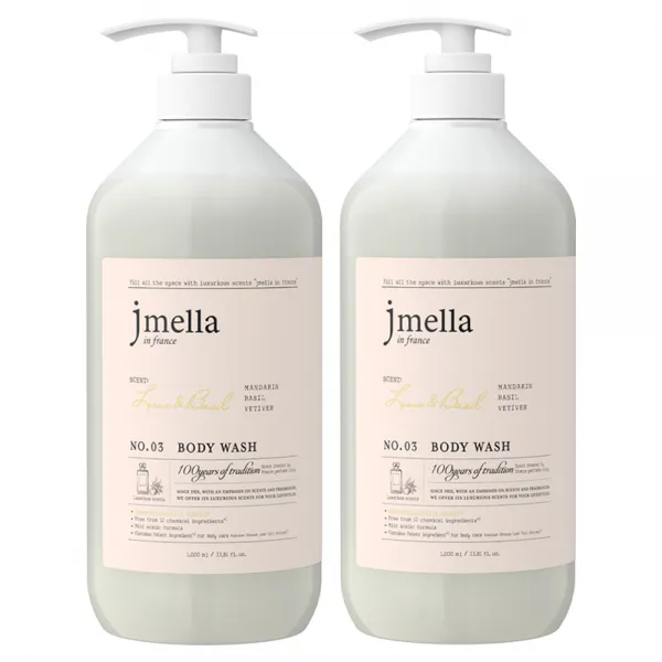 제이멜라 인 프랑스 라임 앤 바질 바디워시 시트러스향, 2개, 1000ml