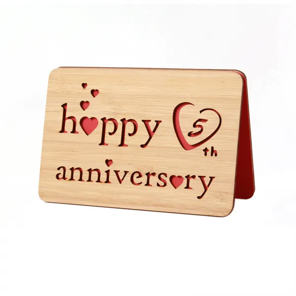 허슬랜드 5주년 기념 핸드메이드 대나무 목재 카드, 우드, 1개