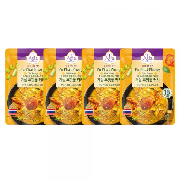 티아시아키친 게살 푸팟퐁 커리 전자레인지용, 170g, 4개