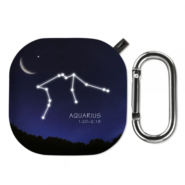 누아트 갤럭시 버즈프로 밤하늘02 디자인 하드 케이스 + 키링 별자리_물병자리 밤하늘02