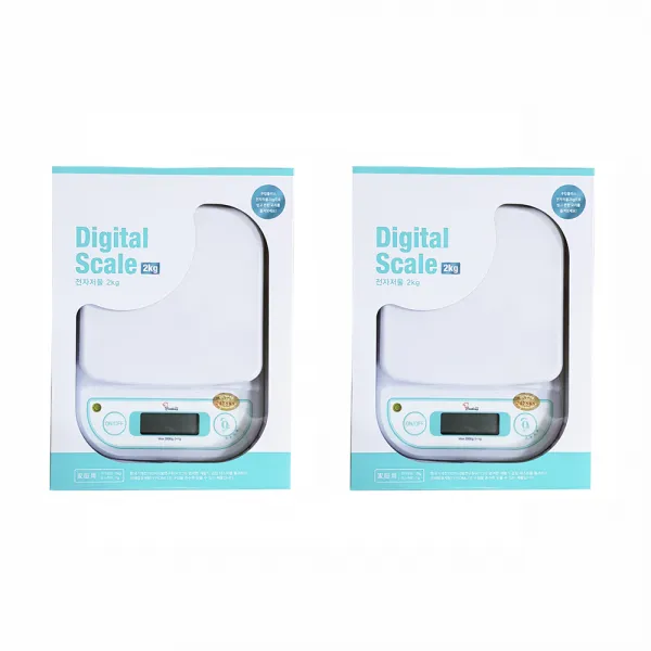 베스톰 디지털 전자저울 2kg X 2p 단일상품 혼합색상