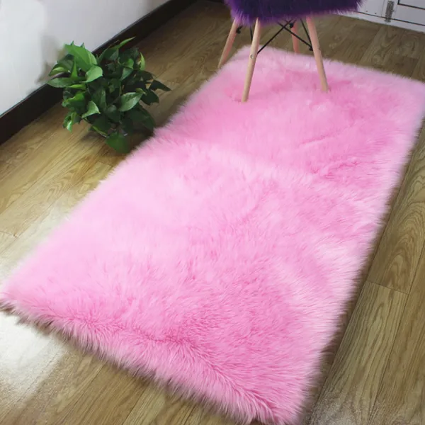 알럽홈 사각 털복실 러그, 핑크