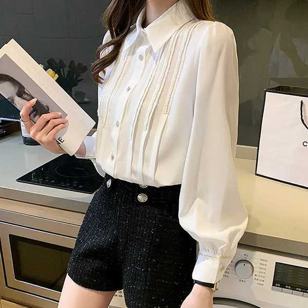포플러앤씨 브렌트 핀턱 긴팔 블라우스
