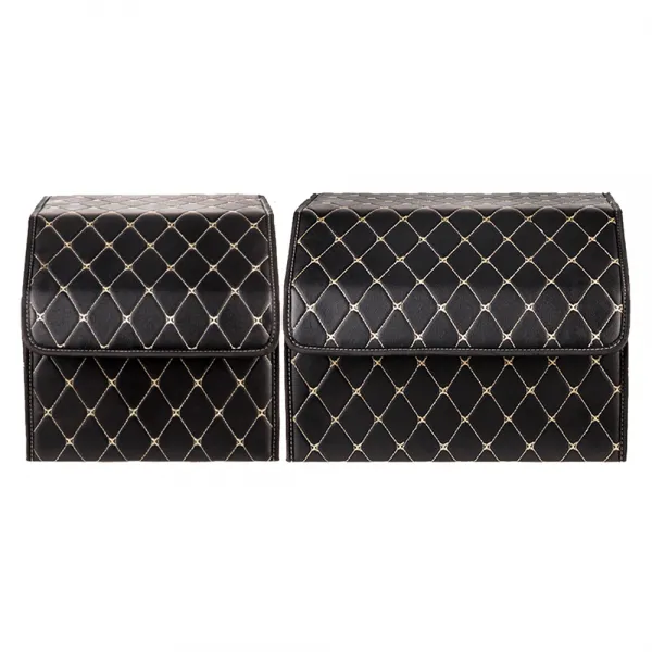 리빙공감 인비다 퀄팅 접이식 트렁크 보관함 2종 세트, 블랙