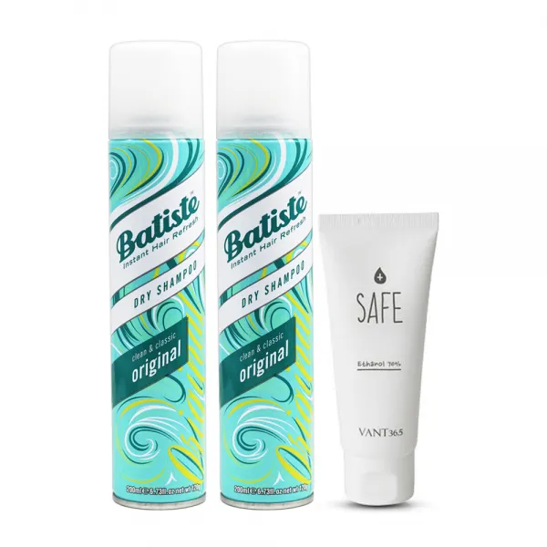 바티스트 드라이 샴푸 클린 앤 클래식 오리지널 200ml x 2p + 반트 삼십육점오 세이프 클린겔 50ml 세트, 1세트