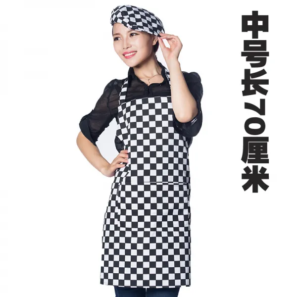 삼월직구 검정앞치마 블랙 요리사 작업 남성 롱 타입 엠보가죽 두꺼운 방수 기름방지 큰사이즈 라지 공업 노동보호, 체크 중간사이즈 70 센치
