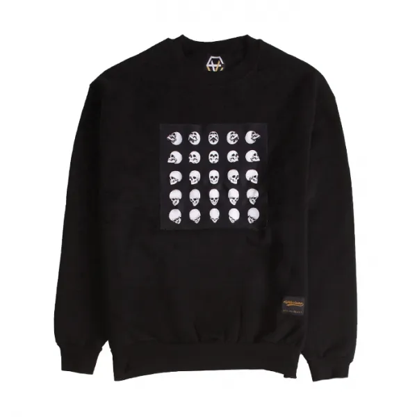 자체브랜드 에잇볼륨 25 스컬 기모 맨투맨 블랙