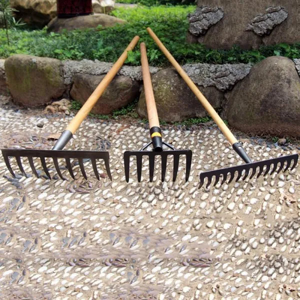 비아이 원림 큰사이즈 라지 호미 농기구 풀못 철 해루질집게 농경 농사짓다 금거북 경량 마른 가정용 투웨이 모래 구치 갈퀴 헤드 _1. 2메터 나무자