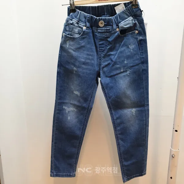 유솔 [신학기 할인~~] 남아 봄가을 허리 밴딩 통 넓은 스판 스트레이트 데님 NC광주역점 청바지, 블루