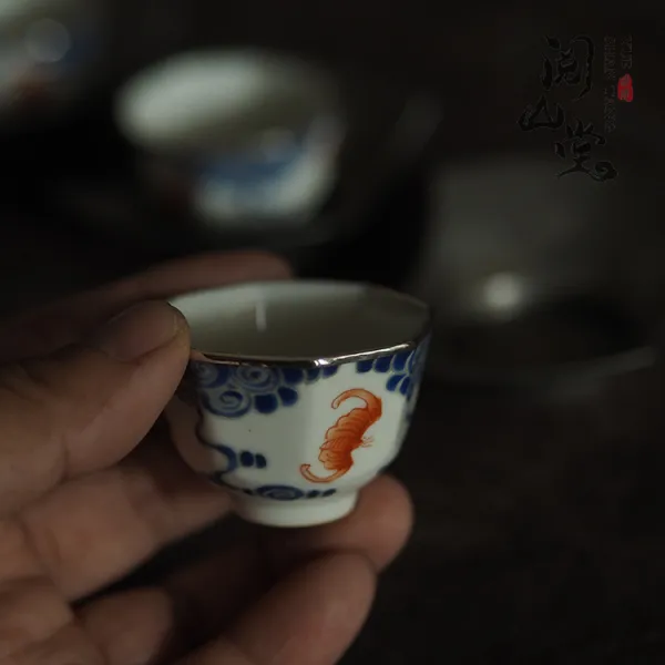 읽다 산당 청대 말엽 모사함 고은 입 차를 음미하는 잔 마스터스컵 청 꽃 핑크 채색 청화자기잔, 타입 양식 2 ：포리 （소품 ）홑벌
