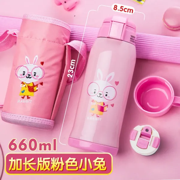 어린이빨대컵 부광 생활 물을마시다 멜빵 물컵 여름 3세 신기 2517762294, 한 잔 3 뚜껑 (핑크 미니 토끼 6