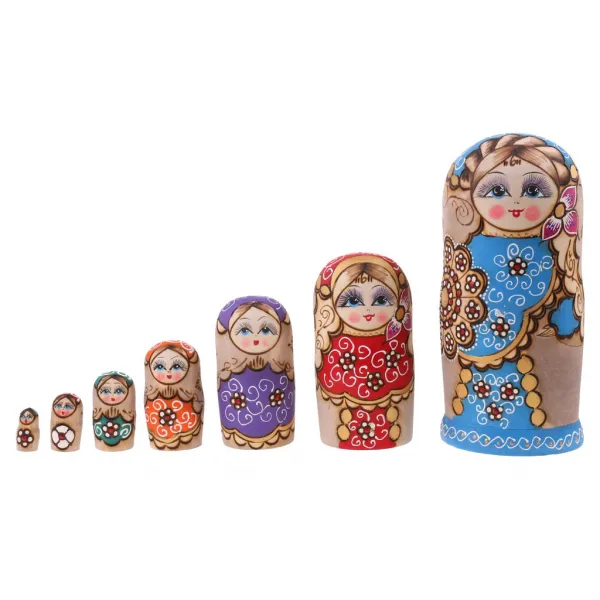 STK러시아어 중첩 인형 babushka matryoshka doll garland 7 조각 손으로 그린