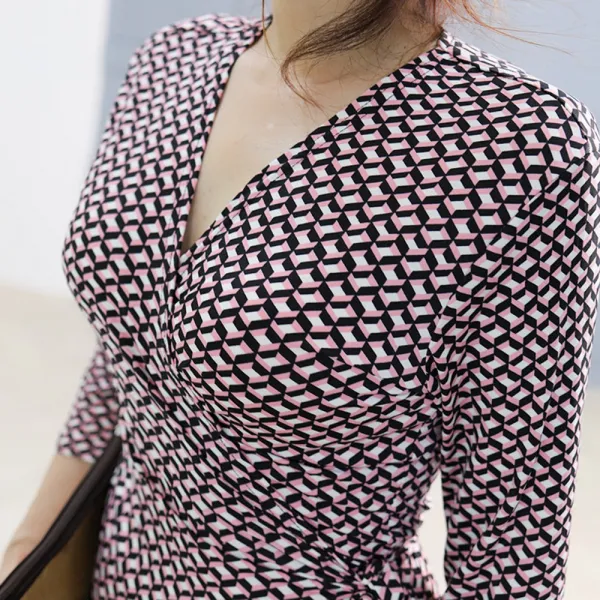 다이뻐 빅사이즈 블랙핑크 네모 럭셔리 H라인 스판저지 오버랩 롱맥시 랩원피스 44 55 66 77 88 사이즈