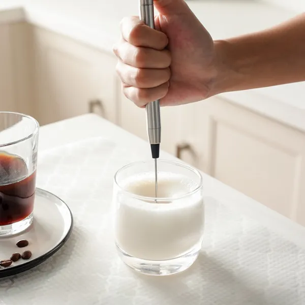 미국 Olio 스테인레스 스틸 휴대용 전기 우유 거품 멋진 커피 거품 우유 믹서 Eggbeater, 단일상품