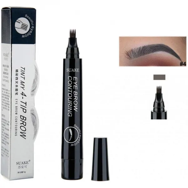 Microblading 눈썹 연필 4 헤드 마이크로 포크 팁 눈썹 Microblade 펜 문신 잉크 펜 3D 자연 눈 화장 하, 1, 단일상품