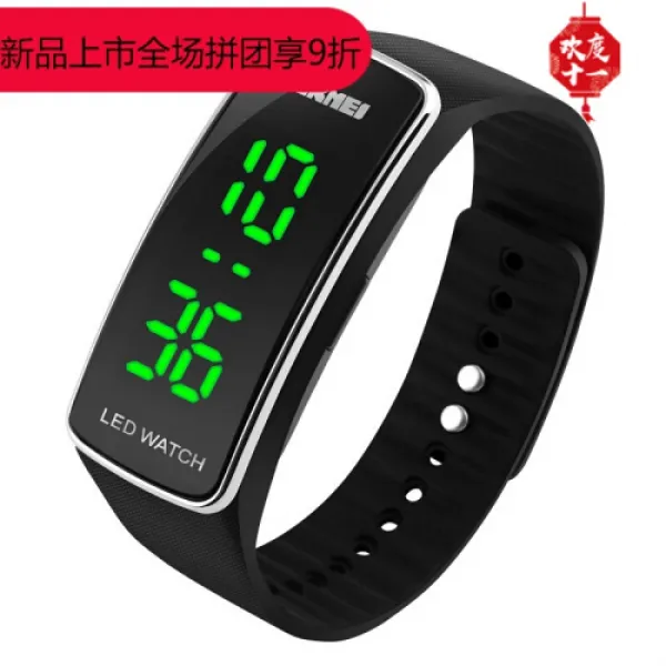 디카롱 플래그십관 망동률 패션남표 LED 남녀학생 양성계열표동 커플표 어린이 전자시계흑색 은(6874)