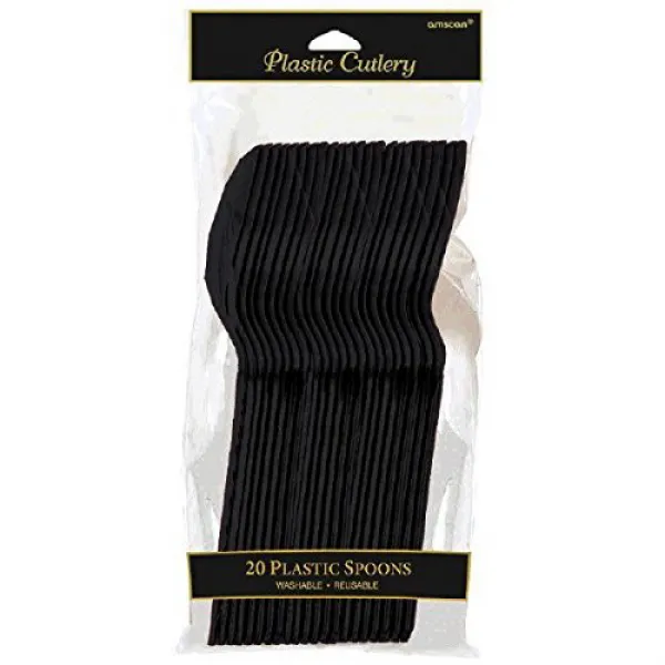 Amscan 4547.10 Plastic Spoons 9 X 4.3” Jet Black Amscan 4547.10 플라스틱 스푼 9 X 4.3 ”칠흑 색 1