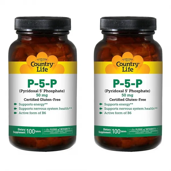 헬시 오리진 컨츄리 라이프 P 5 P 피리독살 5 인산염 50mg 활성 형태의 비타민 B6 에너지 신경계 건강 탄수화물 단백질 대사 지원 100정x2 영양보조제 2개 100정