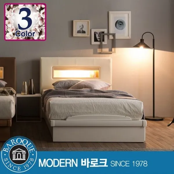 모던바로크 모리스 LED조명 SS 평상형침대 / Q5, 카푸치노