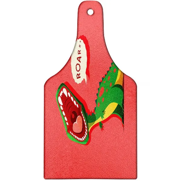 Ambesonne 도마 적극적인 선사 시대 만화 동물 활활 타오르는 열기 입 야생 동물 이미지 장식 강화 유리의 상세페이지참조