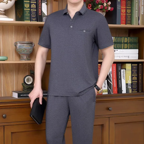 중년 남성 비지니스 카라넥 아빠룩 면드 번개 워킹복 마른남자옷