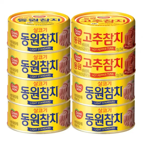 동원 동원참치100g 살코기6개+고추2개 용기증정, 8개, 100g