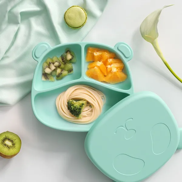 실리콘도시락통 아백곰 실리콘 식판 그릇 나눠먹기 식생활 훈련 레슬링, 옵션2
