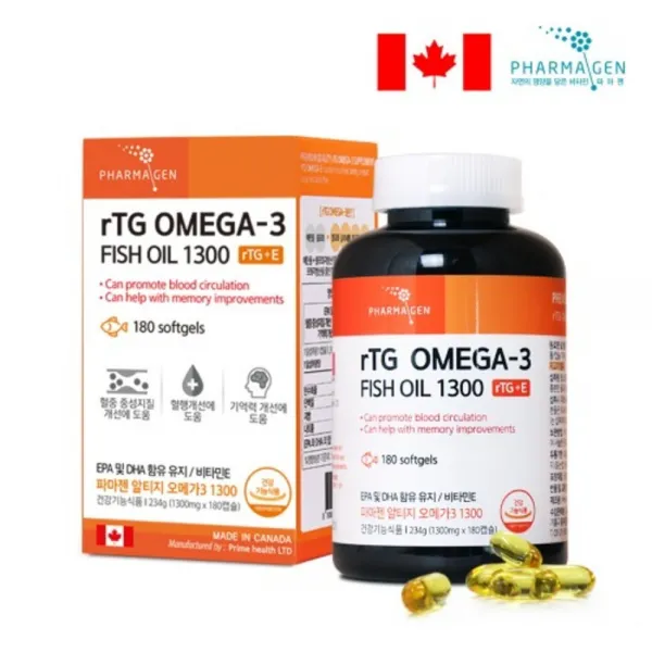 파마젠 알티지 오메가3 EPA DHA 비타민E 혈행건강 두뇌건강 캐나다직수입1300mg x 180캡슐, 1개, 1300mg x 180캡슐