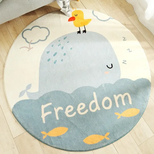 만화 거실 카펫 어린이 방 침실 침대 원형 바닥 매트 거실-116801, 01.북반구-고래