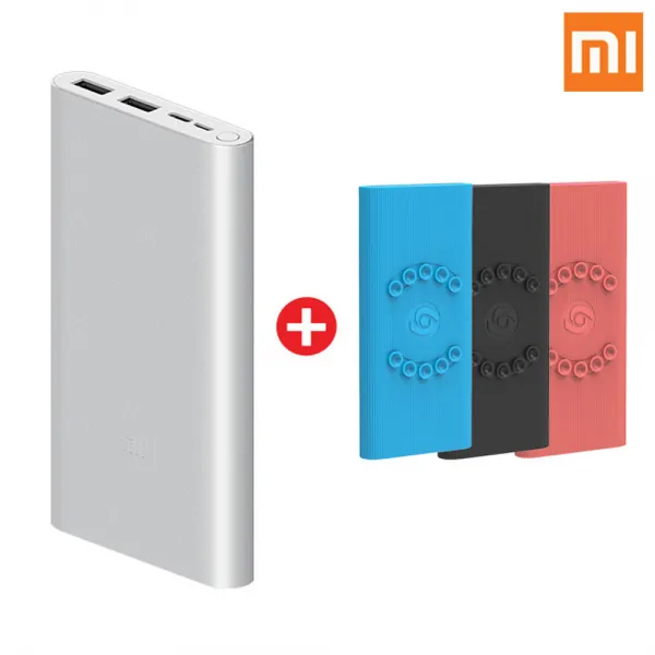 샤오미 5세대 보조배터리 10000mAh 멀티단자 + 젤리 케이스, PLM13ZM, 배터리(실버), 케이스(랜덤발송)