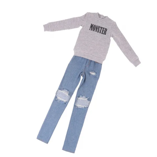 STK1/3 BJD 긴 소매 티 찢어진 청바지 정상적인 70cm 삼촌 크기의 인형에 대한 설정