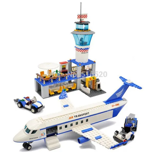 GUDI 비행기 도시 국제 공항 블록 652pcs 벽돌 빌딩 블록 어린이위한 클래식 교육 완구 세트, 01 파란