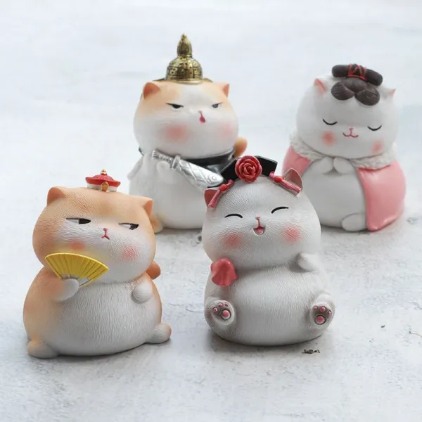 인테리어소품 일본스타일 치유 장식품 침실 장식 미시적 세계 물품 용품귀여운 테이블위 촬영 소품 궁전 고양이, T09-S22-한세트 4개(높이 6.5CM약)