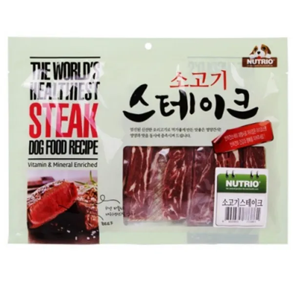 맛충족OK 멍멍이 소고기 스테이크 300g 3묶음 딱딱NO 애견간식 건조, 3개