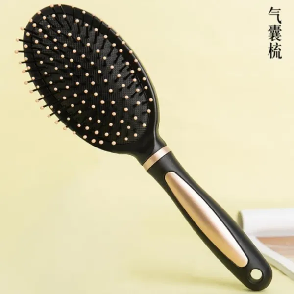 컬링빗 자 에어백빗 내부 단추 거울 불다 스타일링 단발 여성 볼륨 집에서 묵다 정전기, 골드 타원형 에어백빗