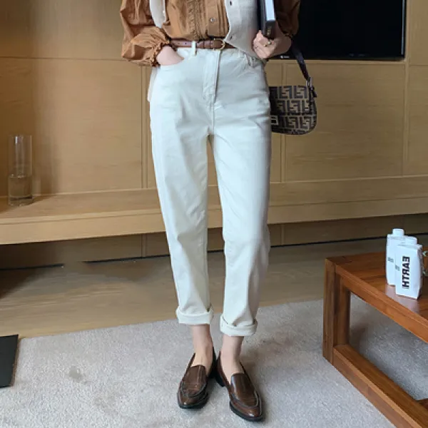 흰청바지 호박고지 화이트 소 20 얇은 슬랙스 와이드 팬츠 여성 봄가을 계절 하이웨이스트 날씬해 보이는 2514426751