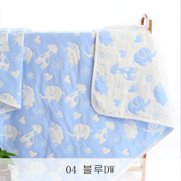 뉴타임즈3 유아 타월 수건 순면 6 층 가제 야권 샤워 아기 물 빨아 갓난 이불 담요 Qh21 A21 04 블루dw