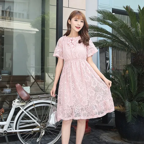 블랙바바 여성 레이스 A자라인 미디 원피스A19052714