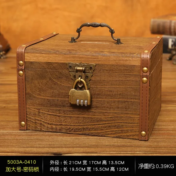 동전저금 골동품 궤짝 비즈보관함 보물상자가방, 초대형 코드 잠금