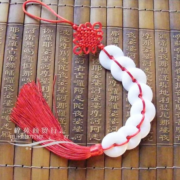 이브버튼 풍수 천연 8 화이트 옥 걸이용품 제 더러워지다 화장실 충돌함 문 소아 정함 놀라 마음을 3831903144, 3 센치 스트레이트 꼬치 레드 끈 (